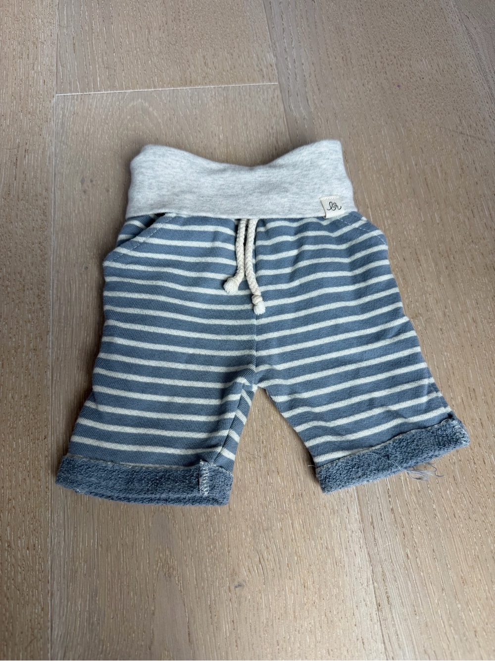 Striped Blue & White Kids Shorts with Drawstring Waist